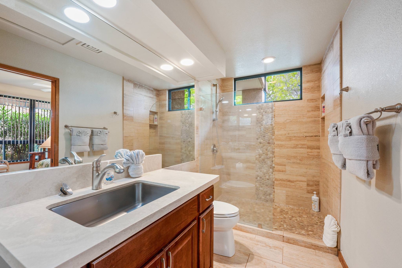 Full bathroom with standing shower