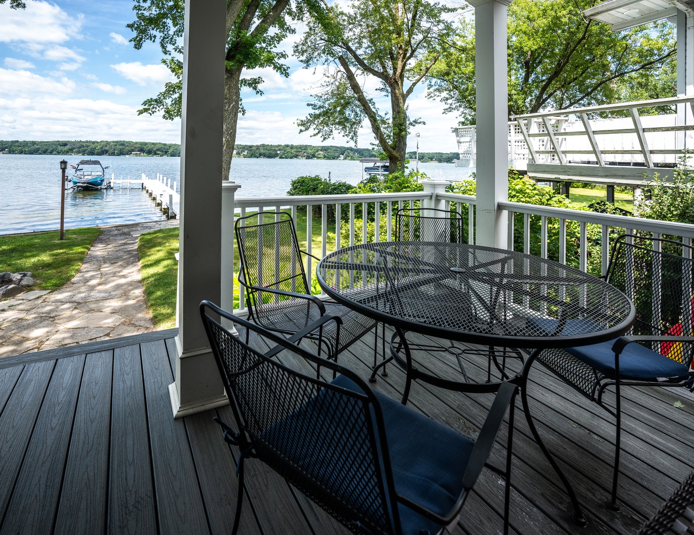 Lounge the day away with water views on the deck while you grill up a feast!