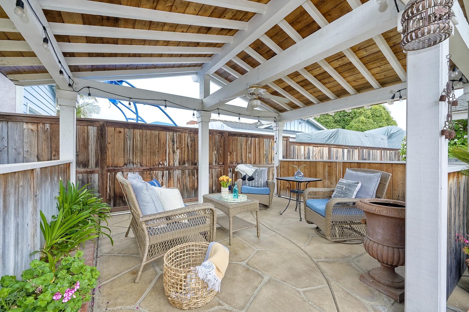 Experience serenity in the backyard oasis, ideal for gatherings & alfresco dining