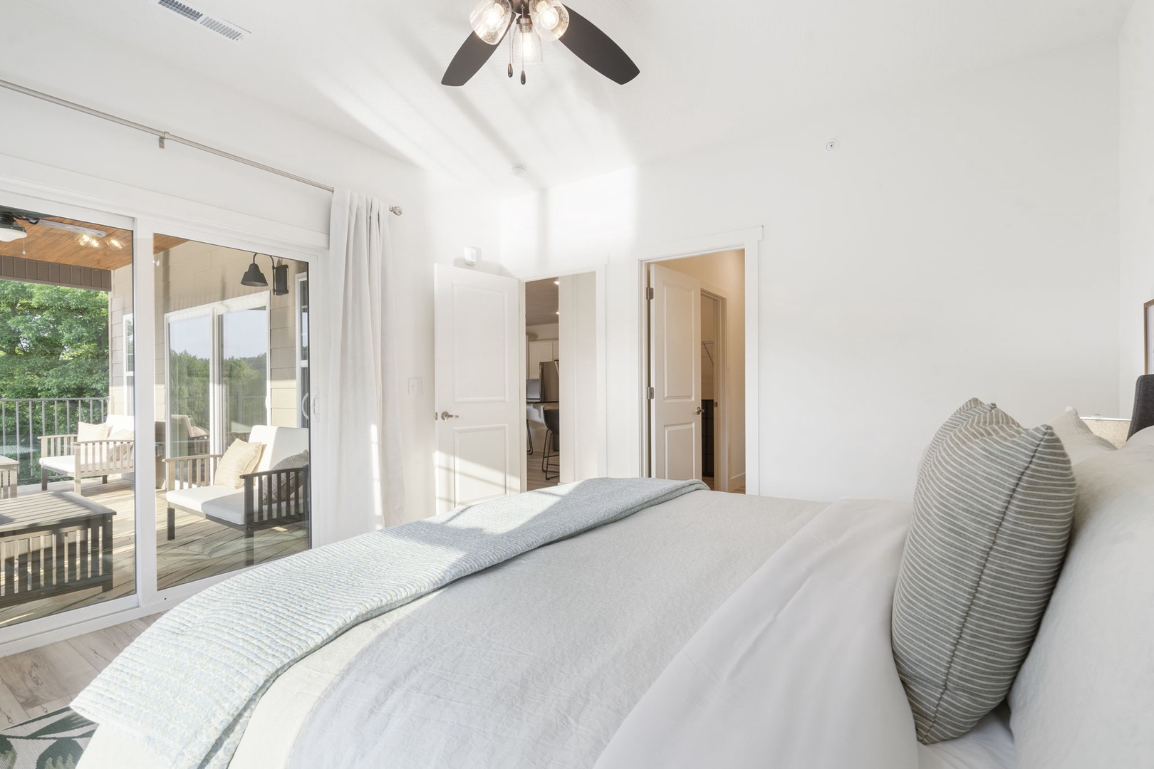 The king suite offers a private en suite, Smart TV, & balcony access