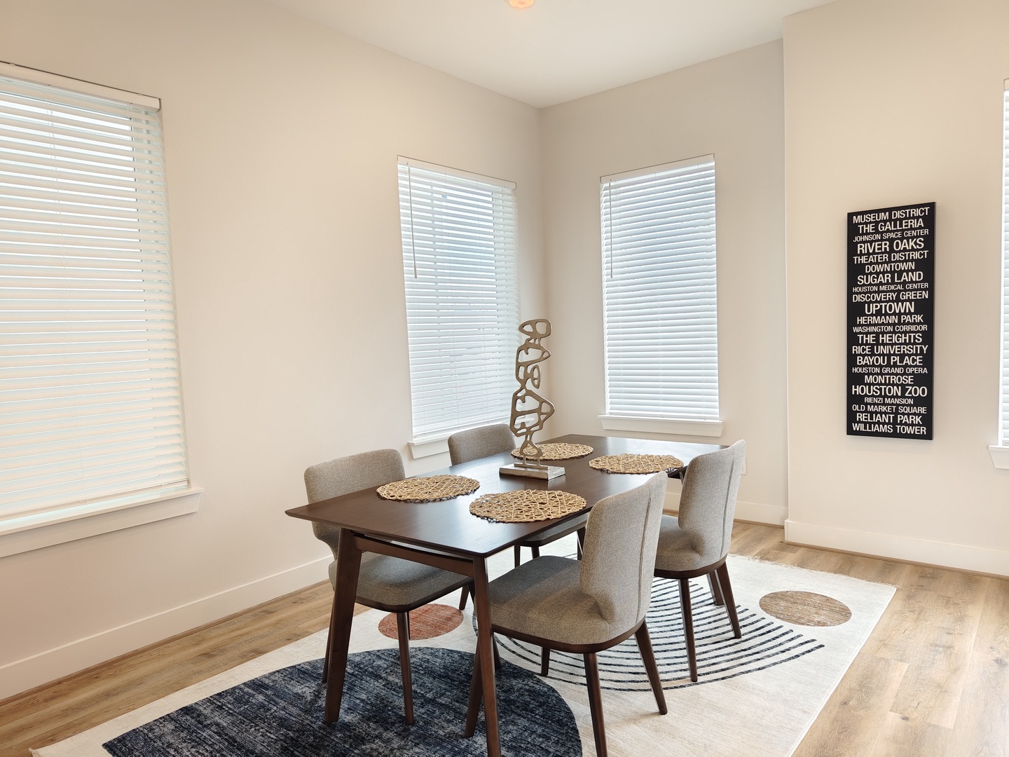 Dine in style together at the dining table, with seating for 4