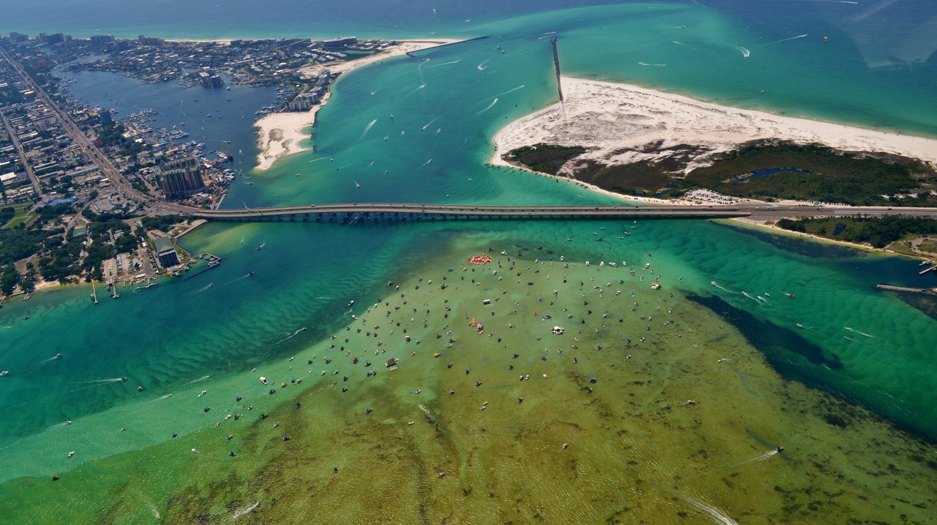 Enjoy boating and sun at lively Crab Island."