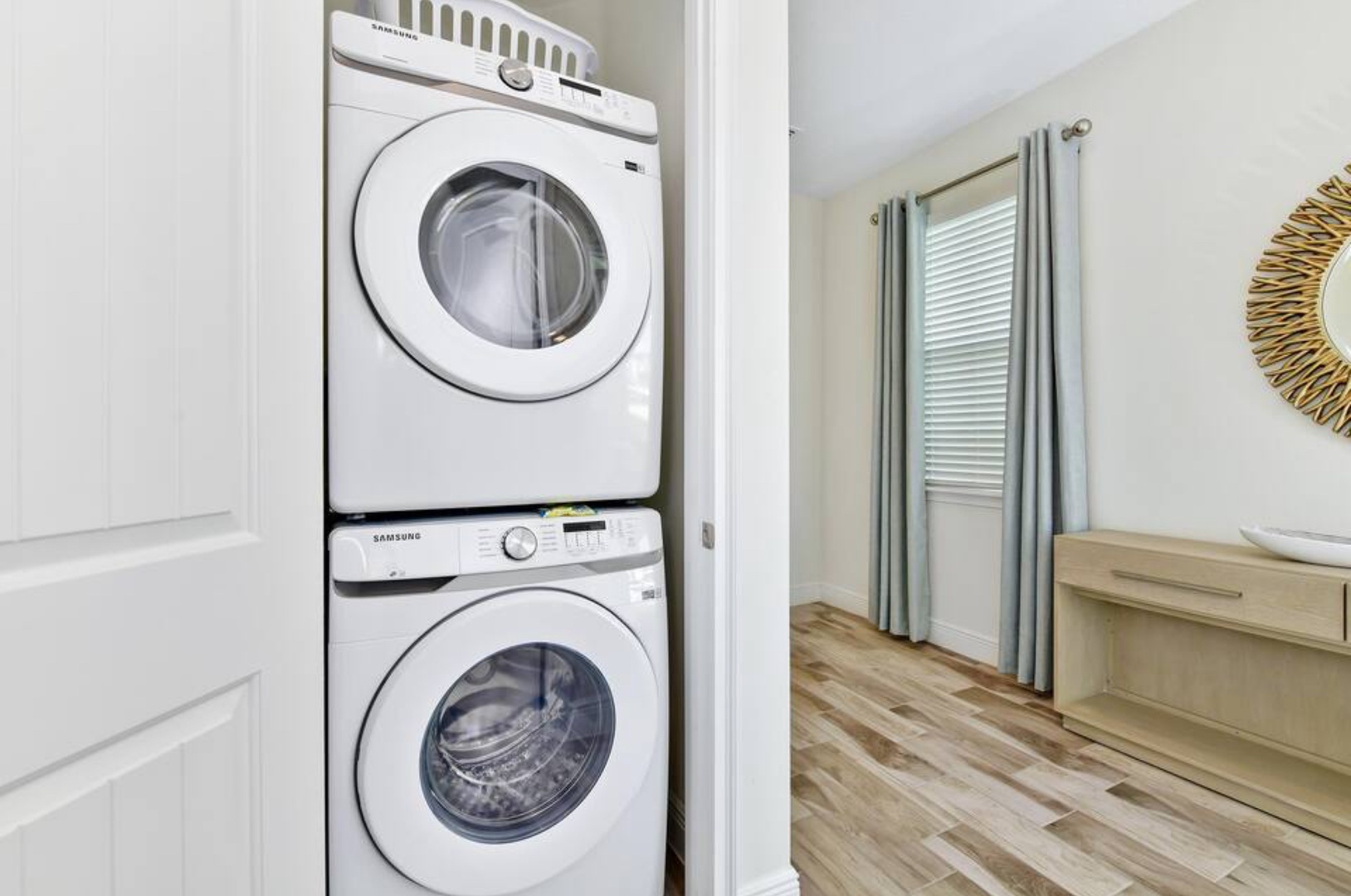 Private laundry is available for your stay on 1st floor hallway closet near entry