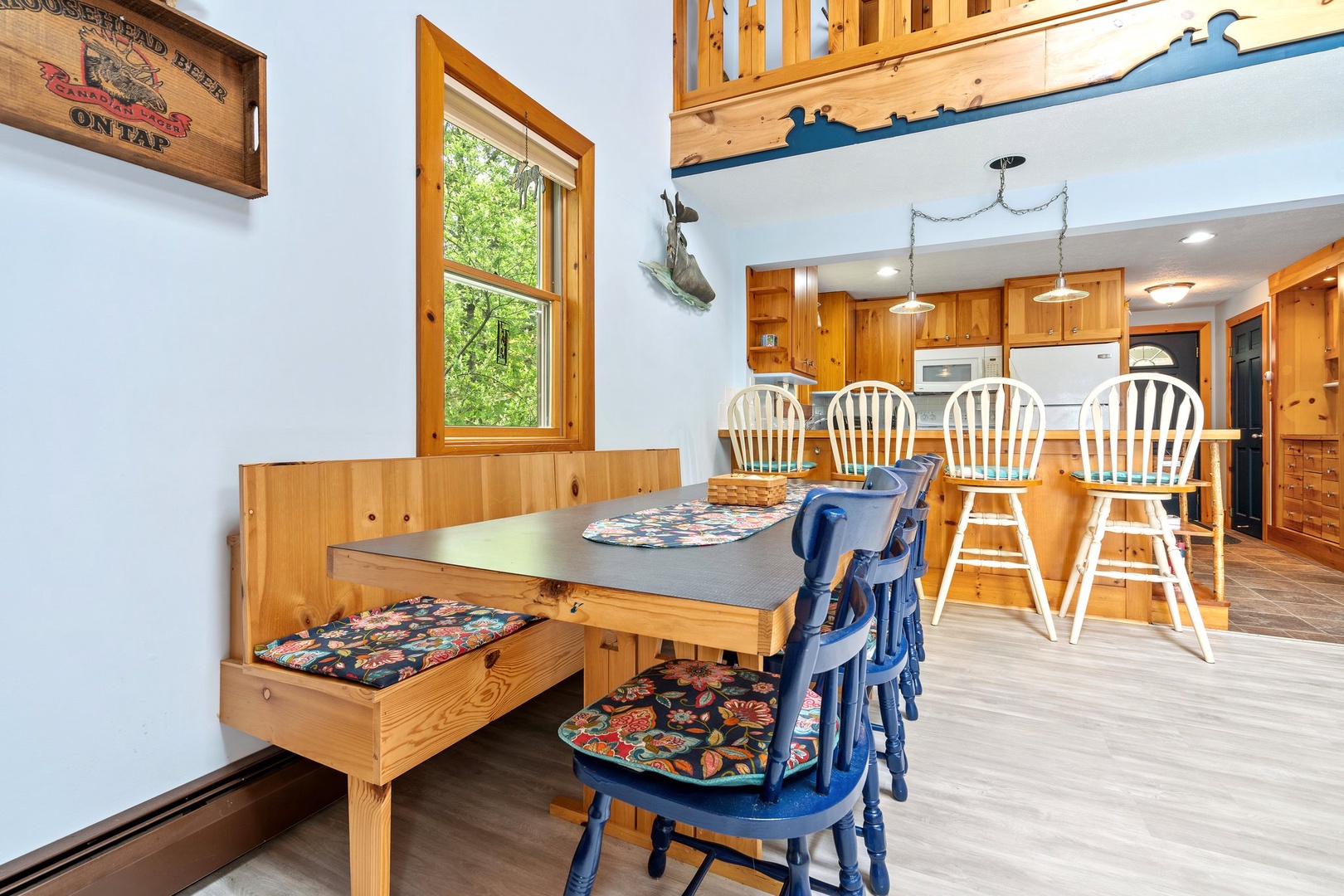 Gather for family meals at the dining table, with seating for 8