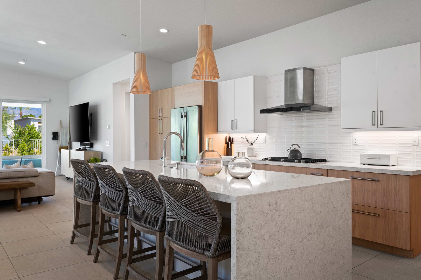 Gourmet kitchen with barstool seating for 4
