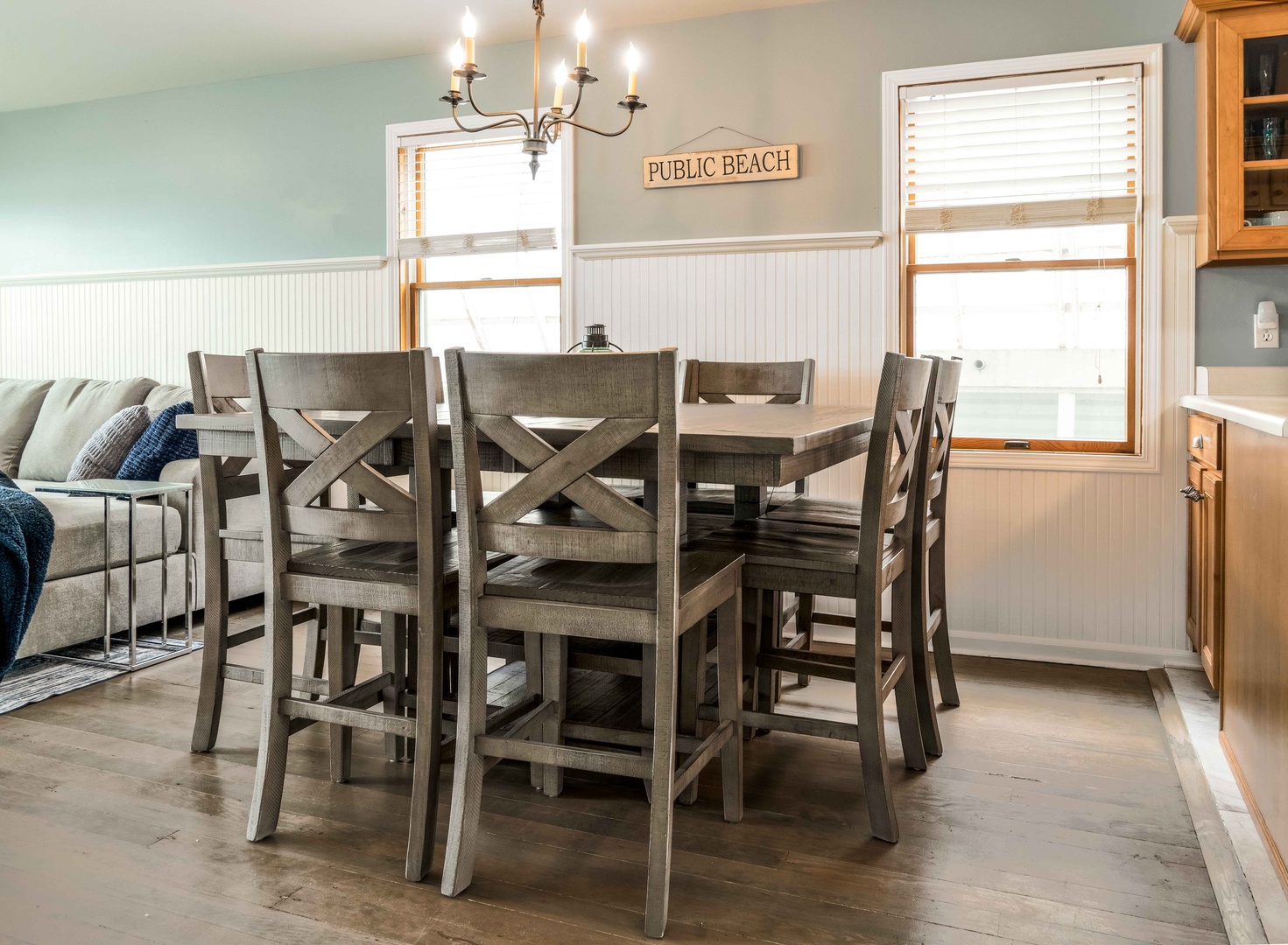 Enjoy elegant mealtimes together at the dining table, seating 8