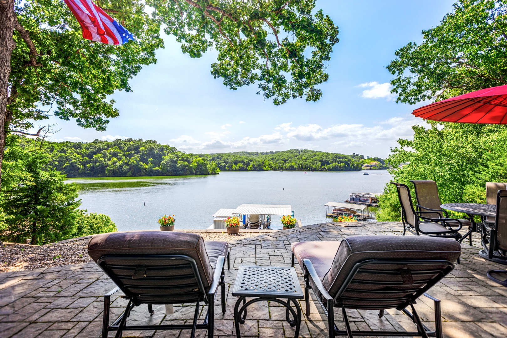 Enjoy breathtaking lake views from the comfort of the patio