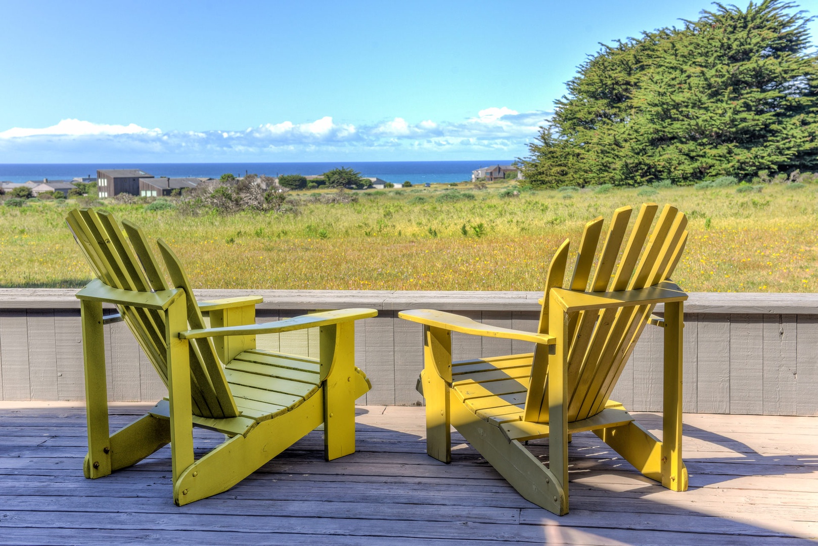 Partial ocean view & deck seating