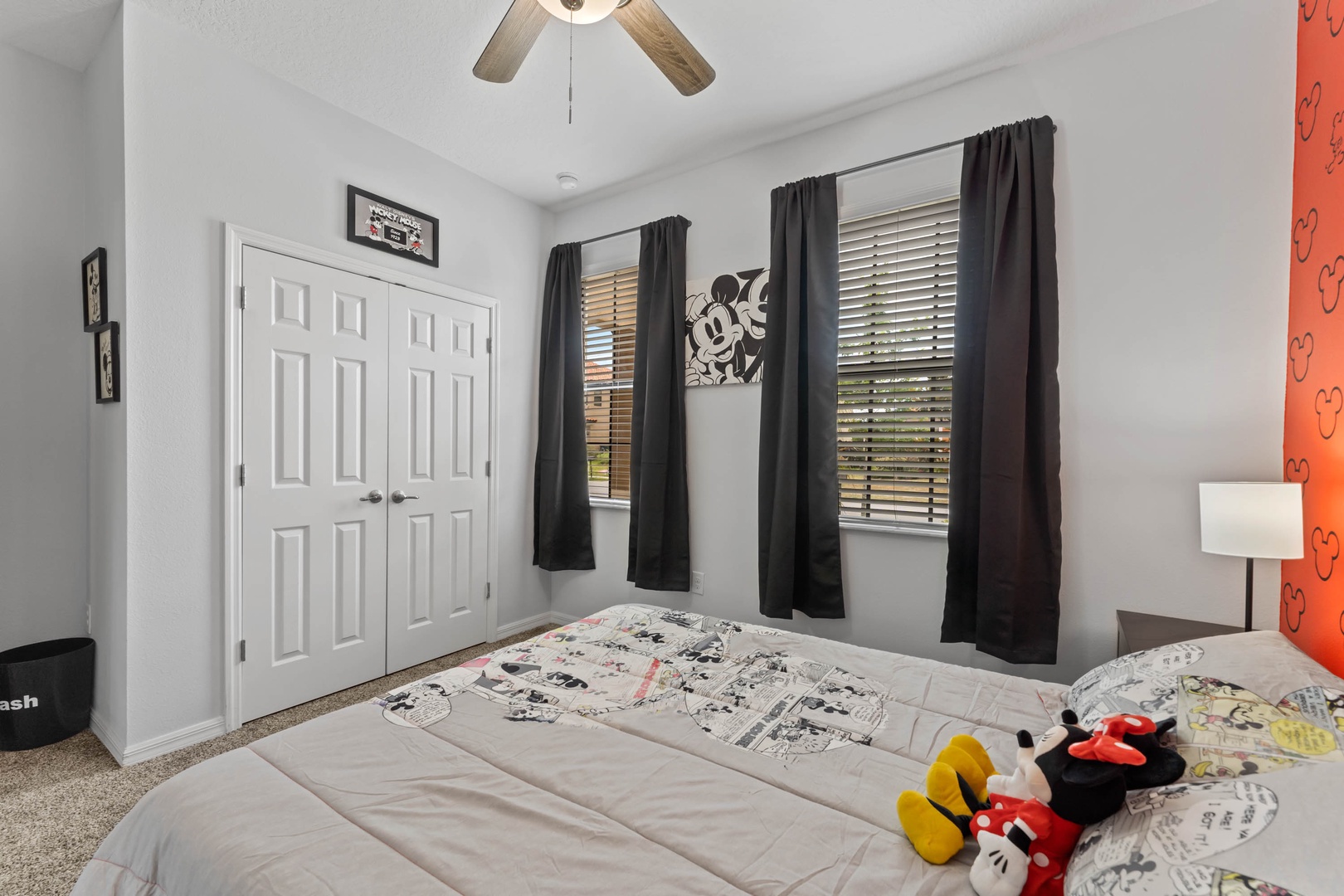 Bedroom 1 Mickey Mouse themed with Queen bed, and private en-suite  (1st floor)