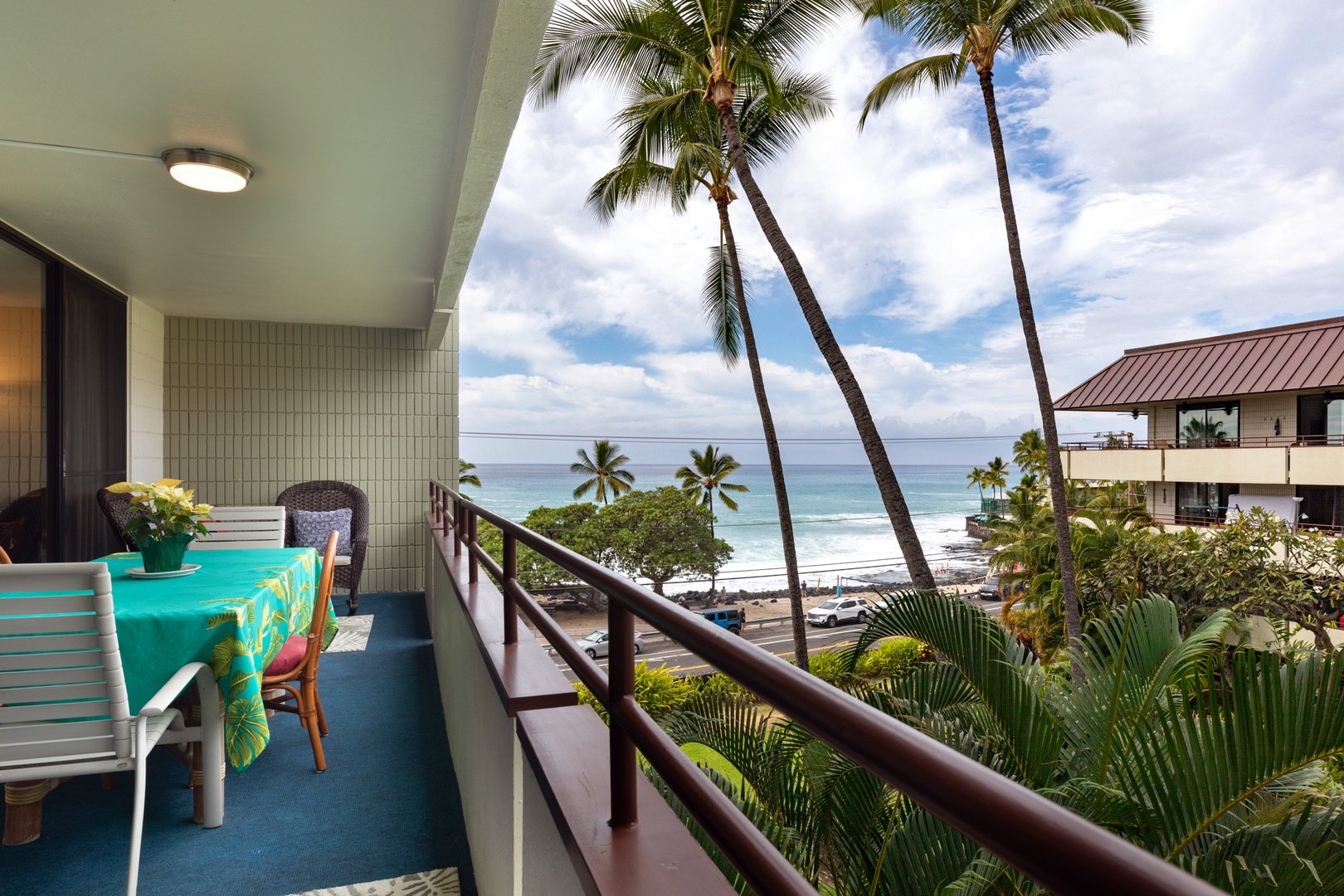 Lanai with pool & ocean view