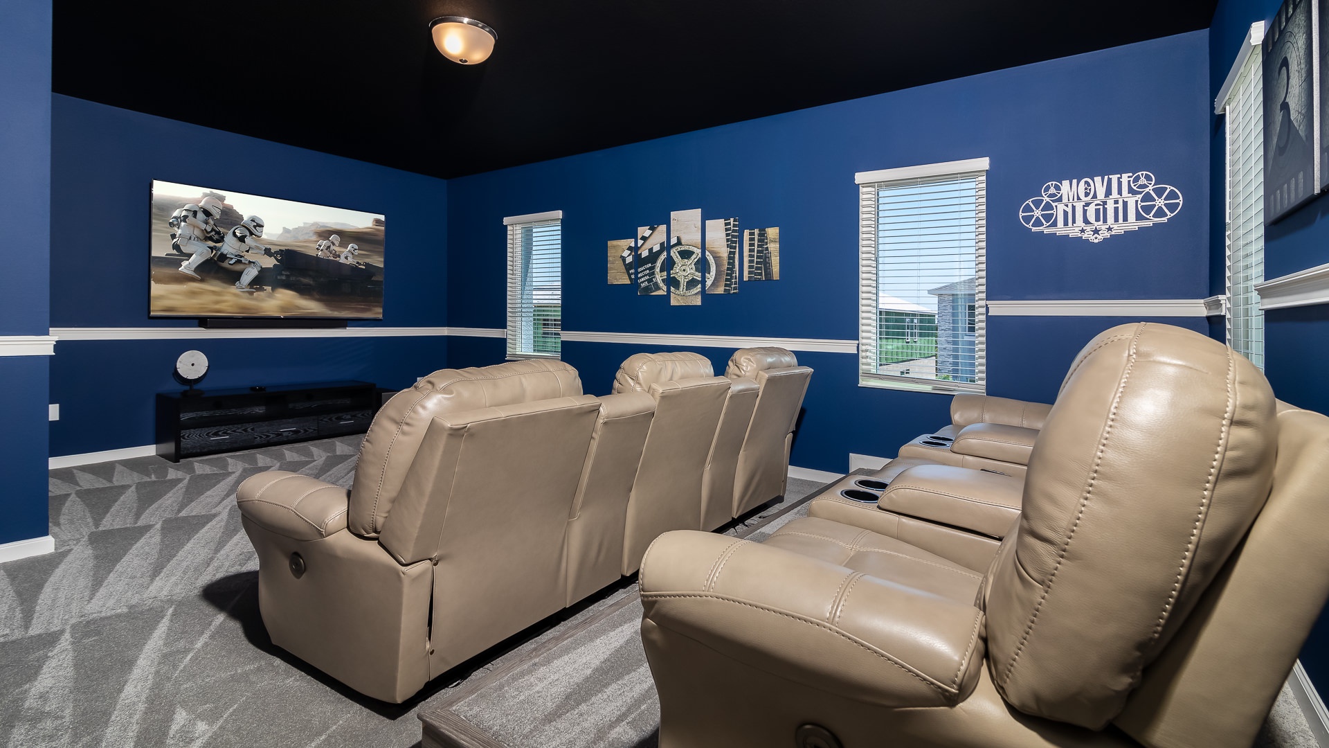 Watch your favorite movies in the in-home theater, complete with comfortable reclining chairs