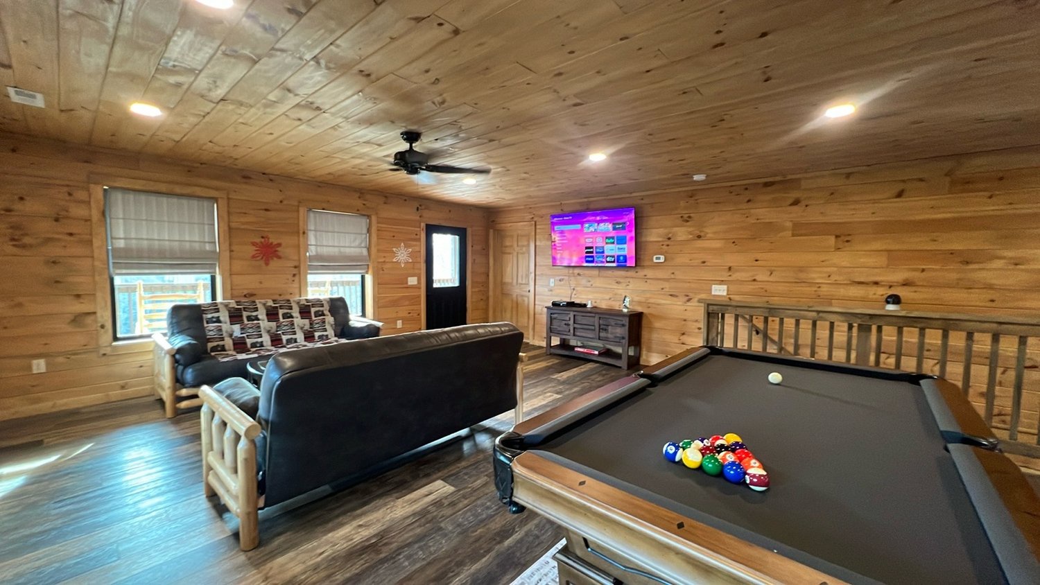 Upstairs Family room with ping pong and pool table