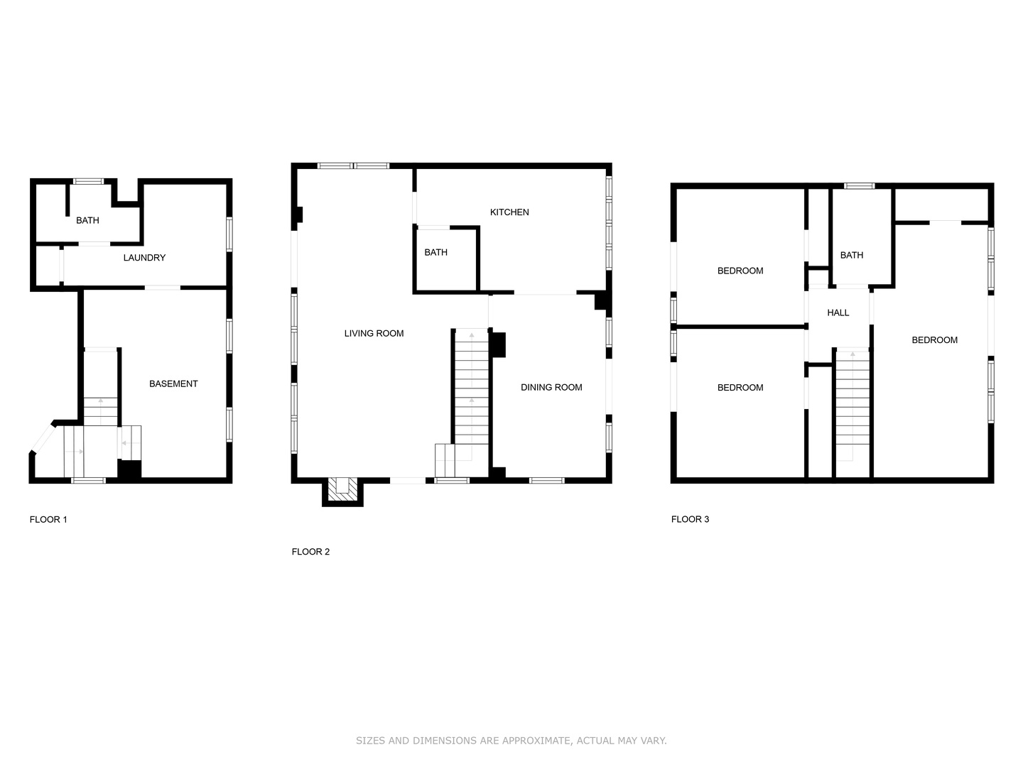 Layout of all 3 floors