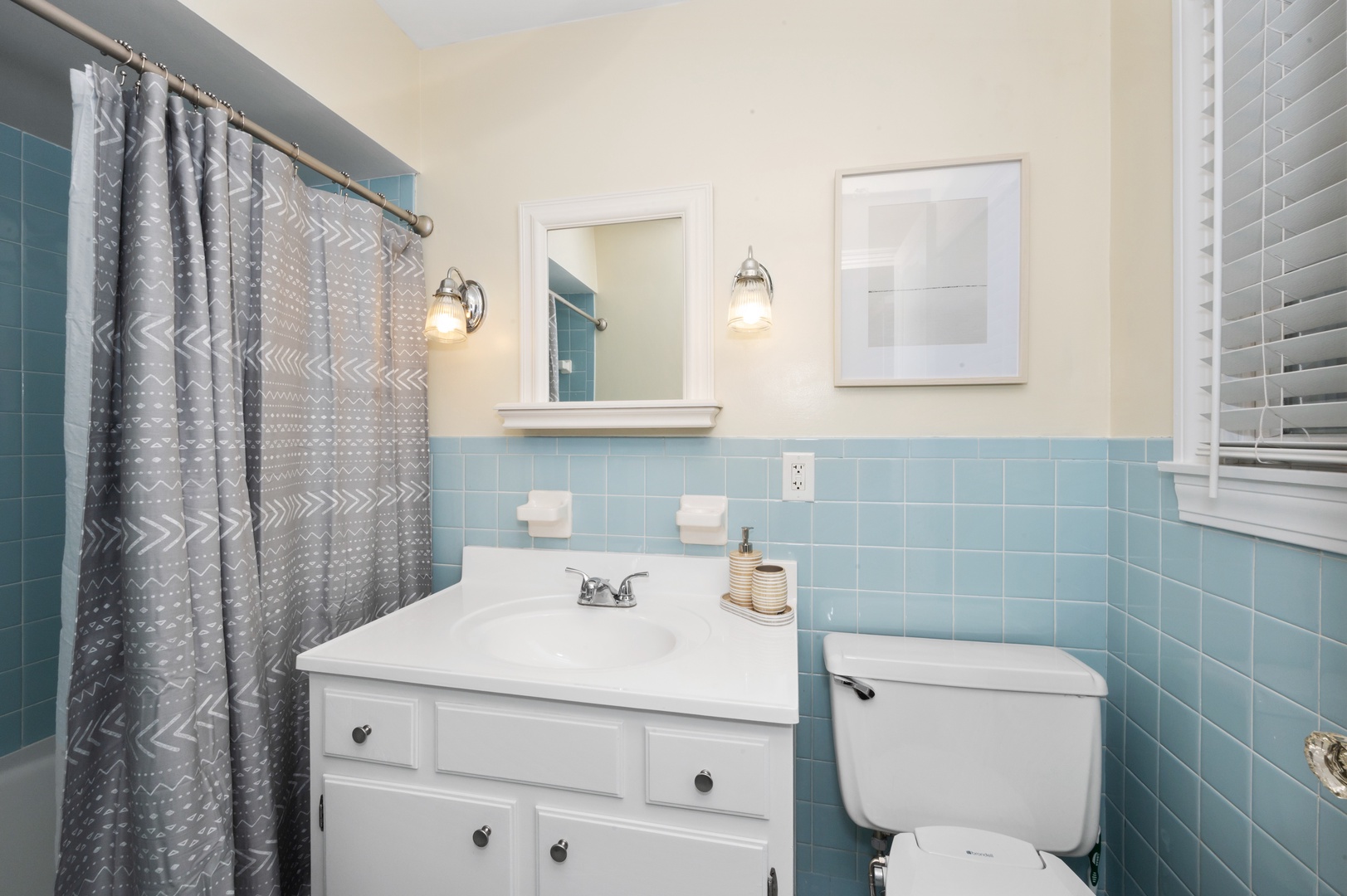 The 2nd floor full bathroom includes a single vanity & shower/tub combo