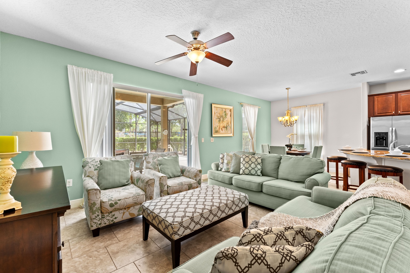 Cozy living space with ample seating and Smart TV