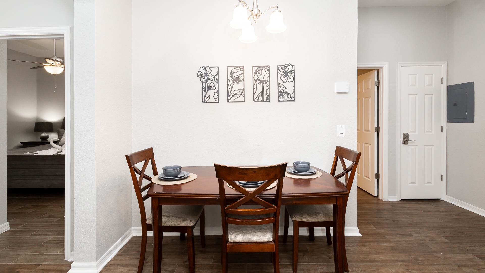 Dining table with seating for 3