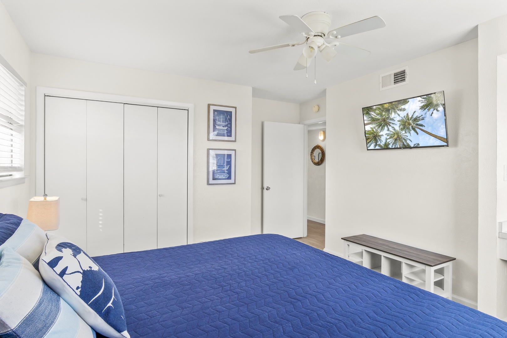 Bedroom 1 with king bed, and Smart TV