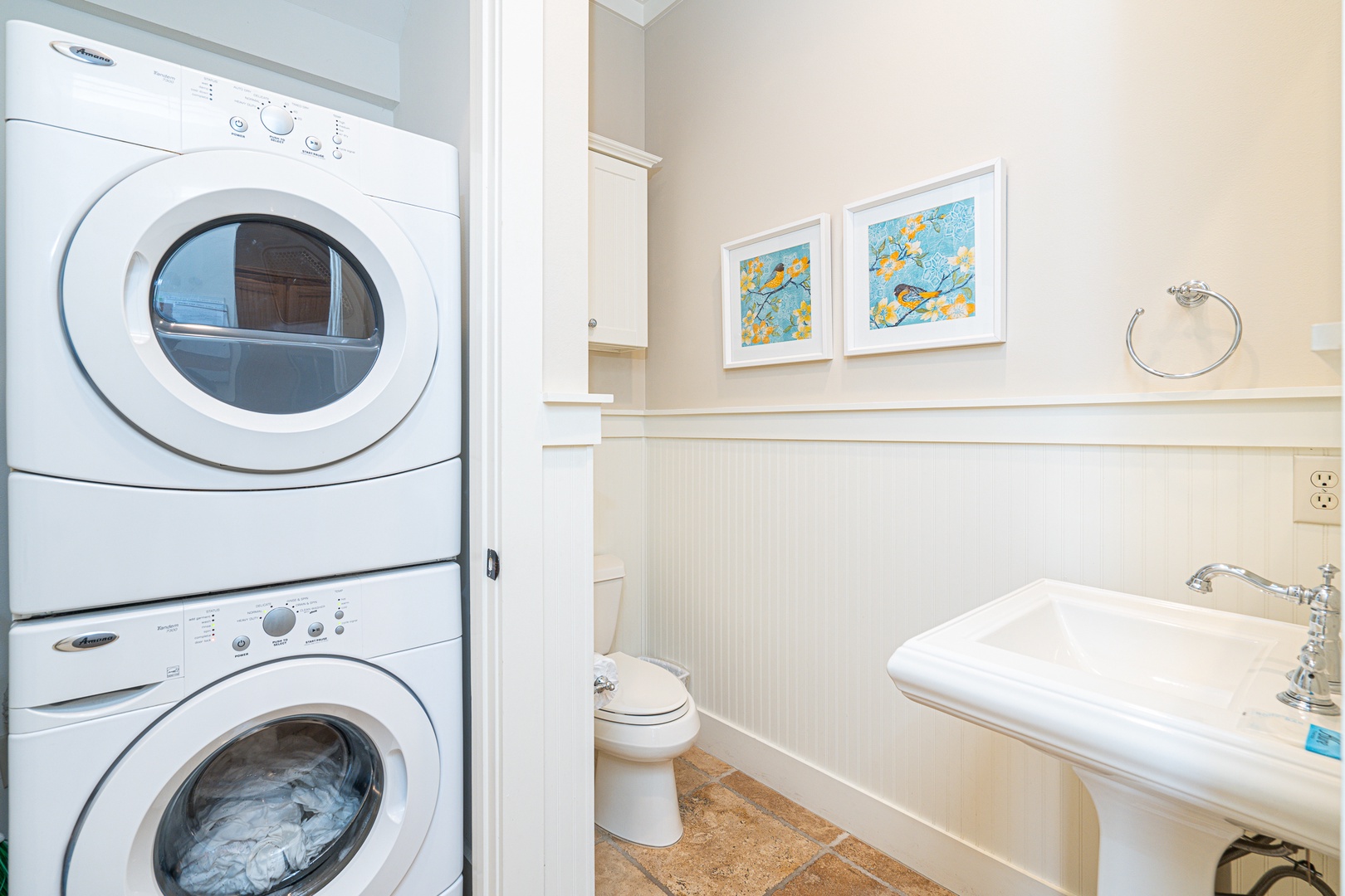 Private laundry is available for your stay, tucked away in the 1st-floor half bath