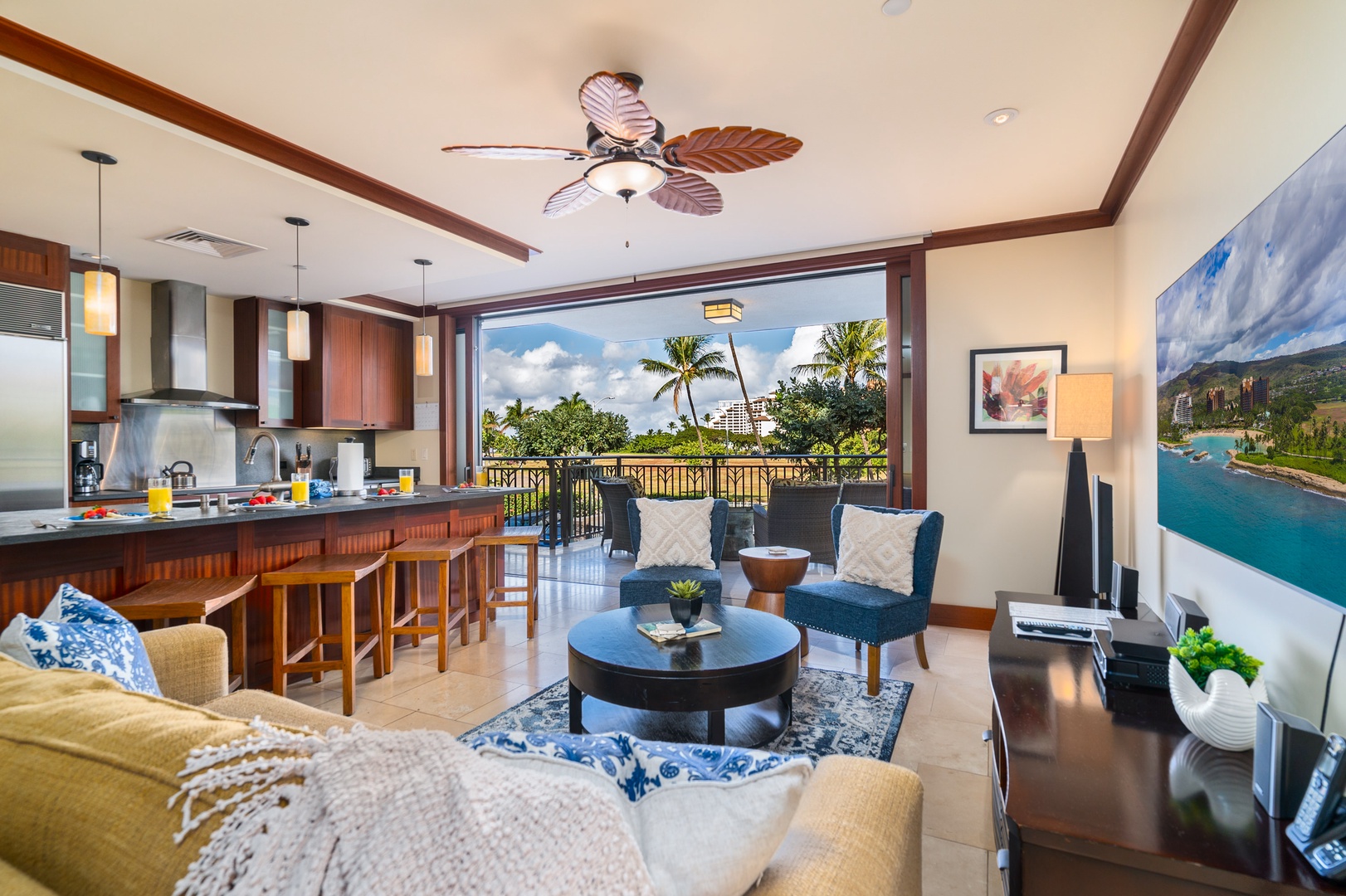 Spacious living area with a private lanai for incredible indoor-outdoor living