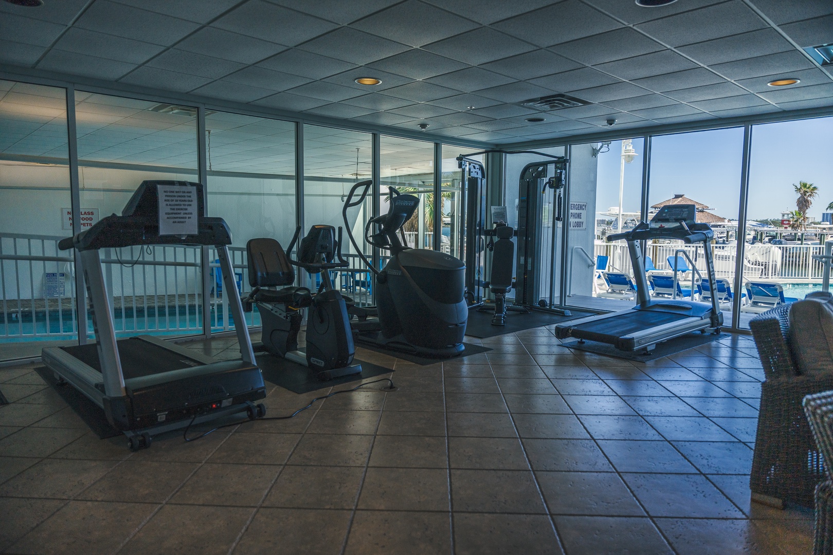You don't have to leave your workouts at home! Get your blood pumping in the fitness center!