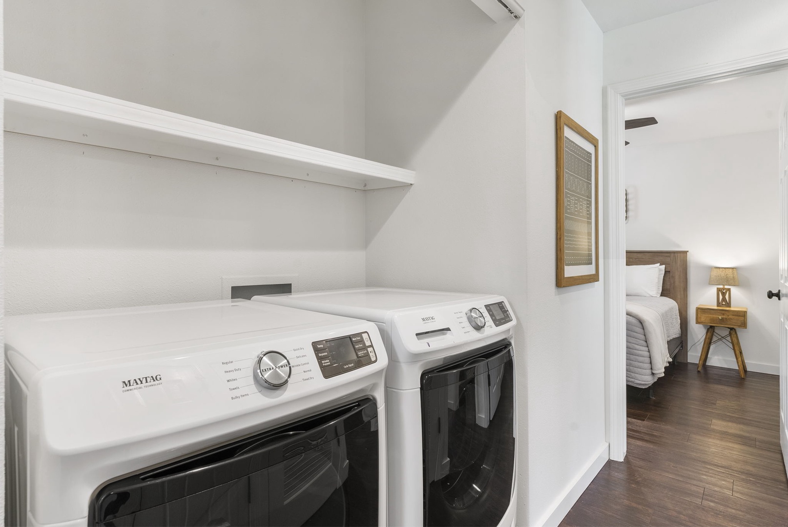 Private laundry is available for your stay, tucked away in the hall