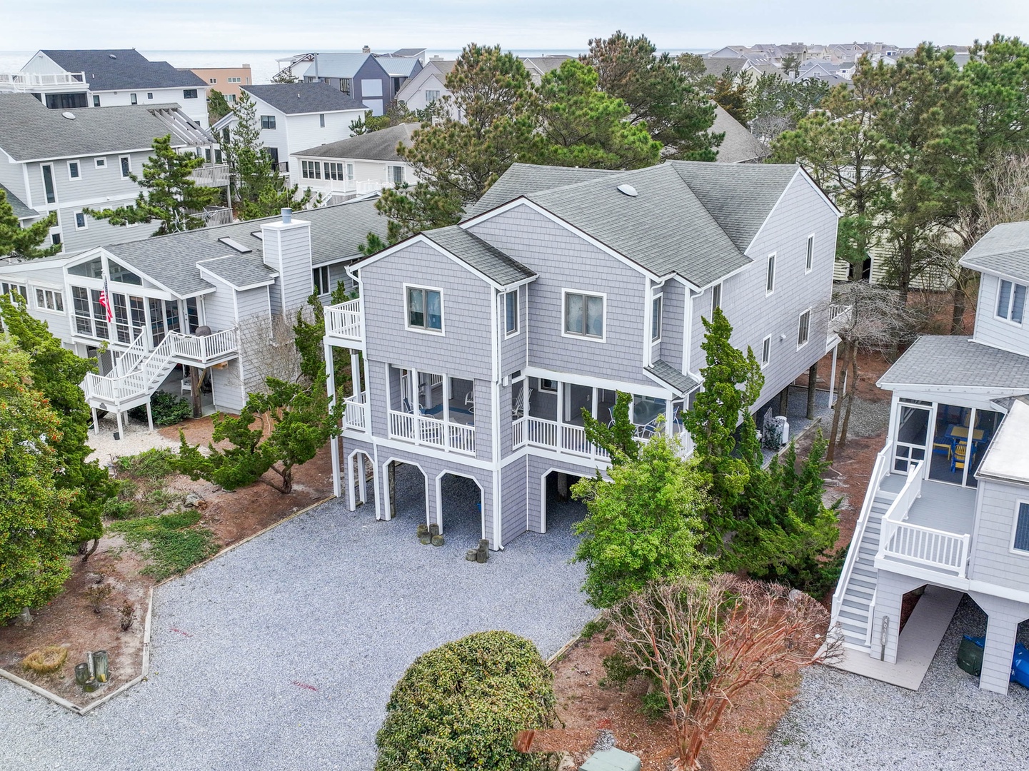 Plentiful parking is available in front of this stunning Bethany Beach home