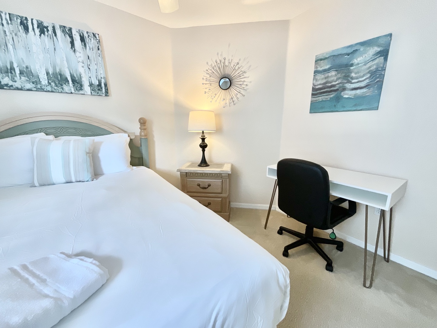 Bedroom 2 with queen bed and desk