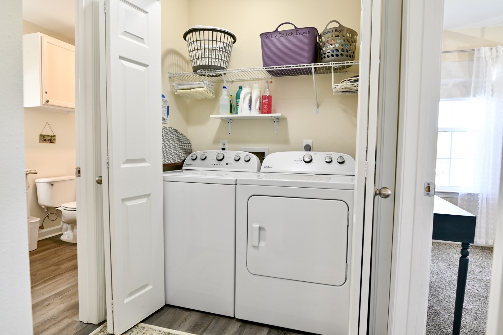 Laundry closet with washer and dryer