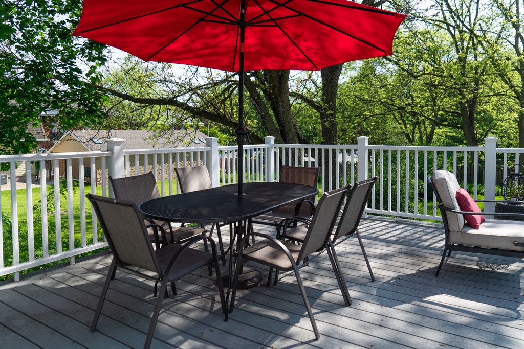 Enjoy your morning coffee on the large deck