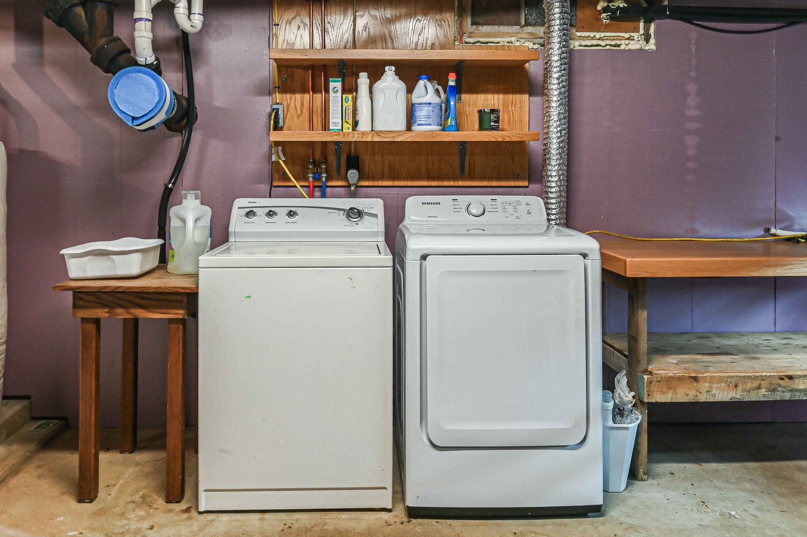 Washer and dryer in the basement
