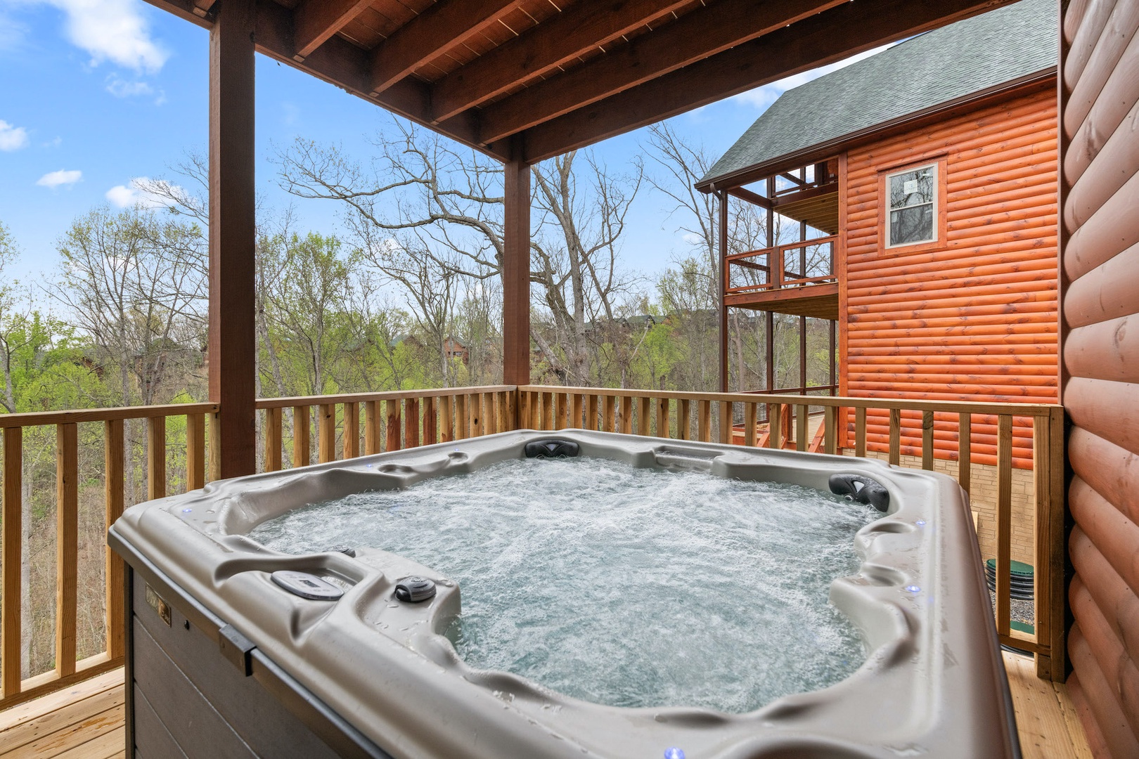 Back deck with hot tub