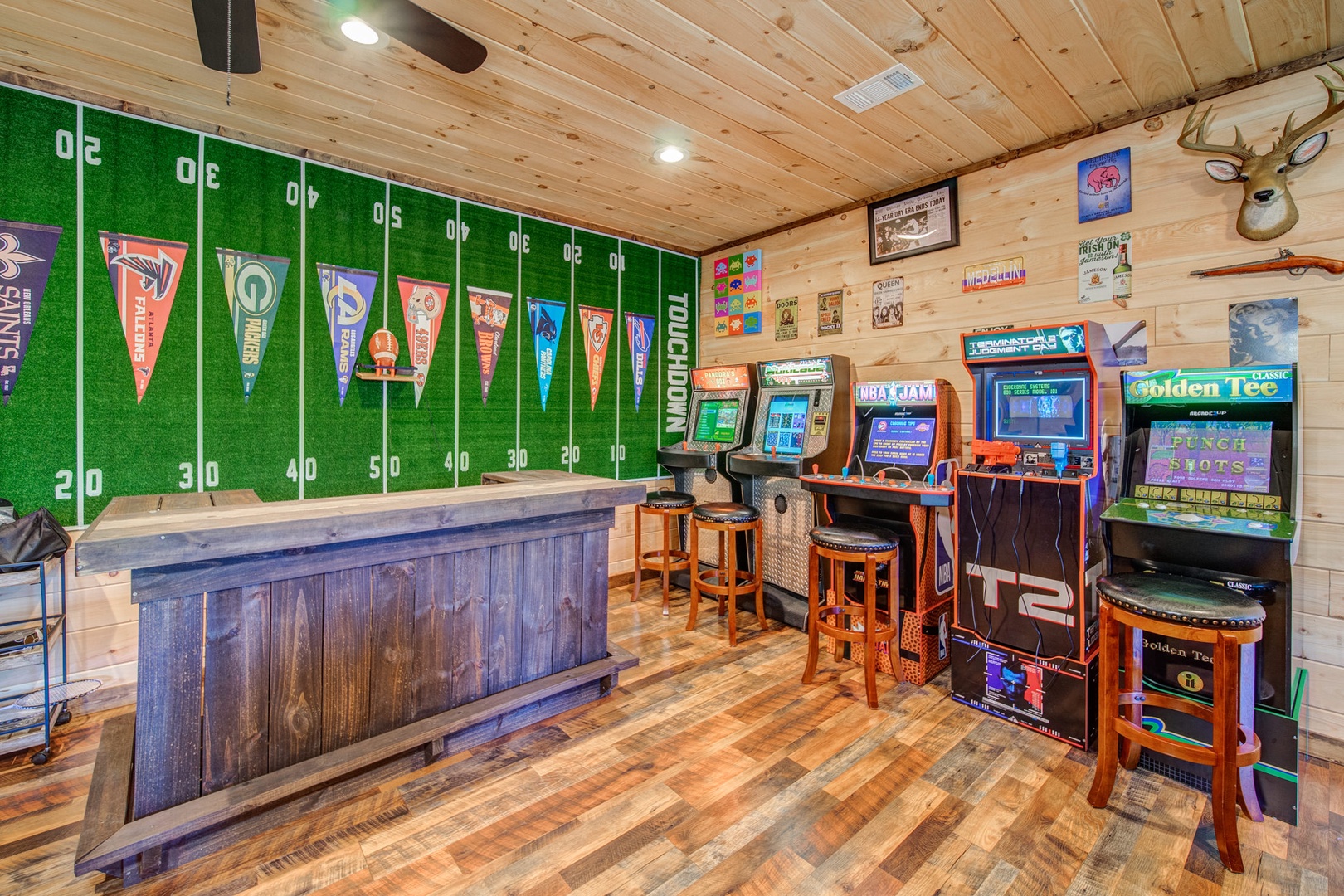 Stock the bar with your favorite beverages and relax unwind and Enjoy the Arcades