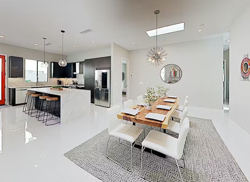 Dining area with service for 8