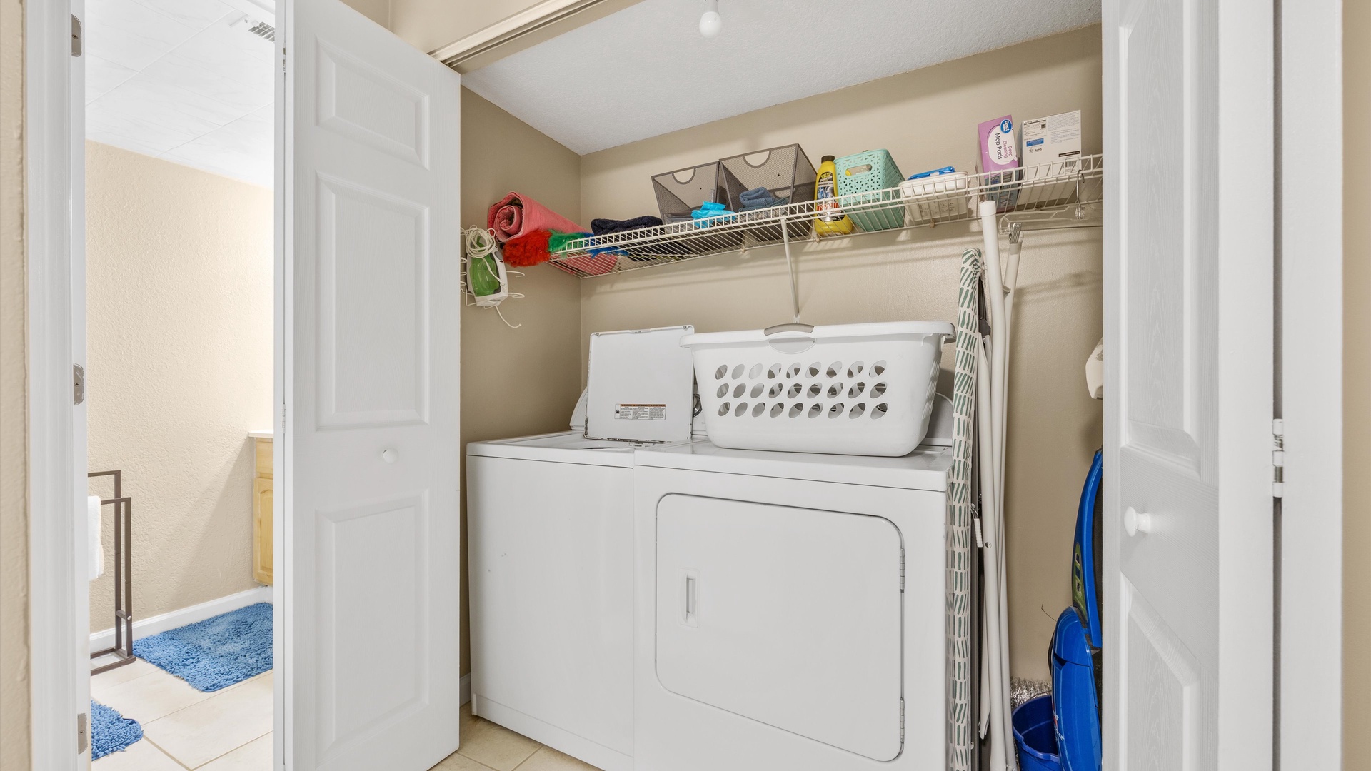 Private laundry is available for your stay, just off the kitchen