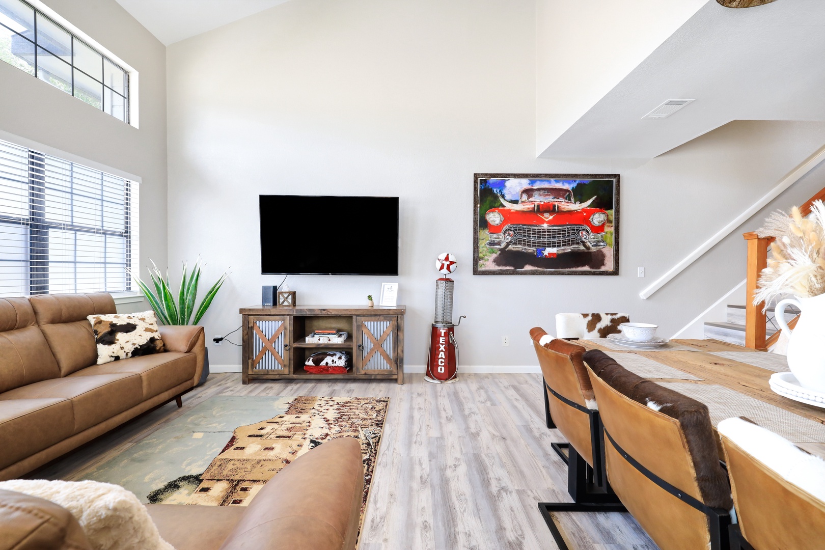 Curl up in the inviting living room & stream all your favorite entertainment