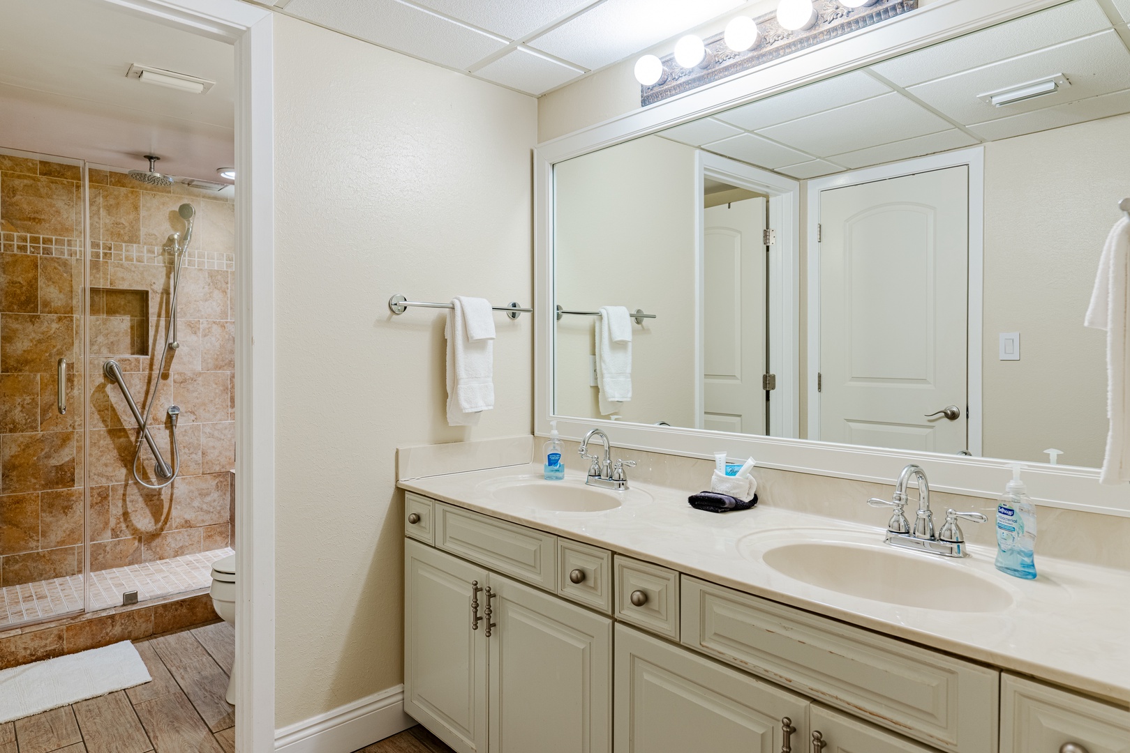 Primary bathroom with dual sinks