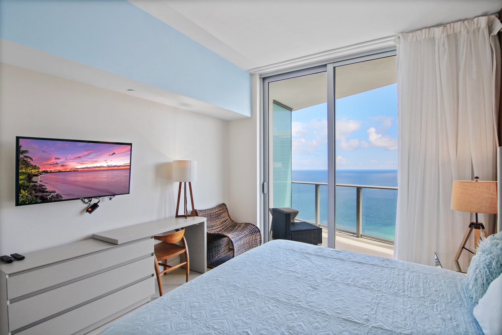 The 1st of 2 king suites offers a private en suite, Smart TV, & balcony access