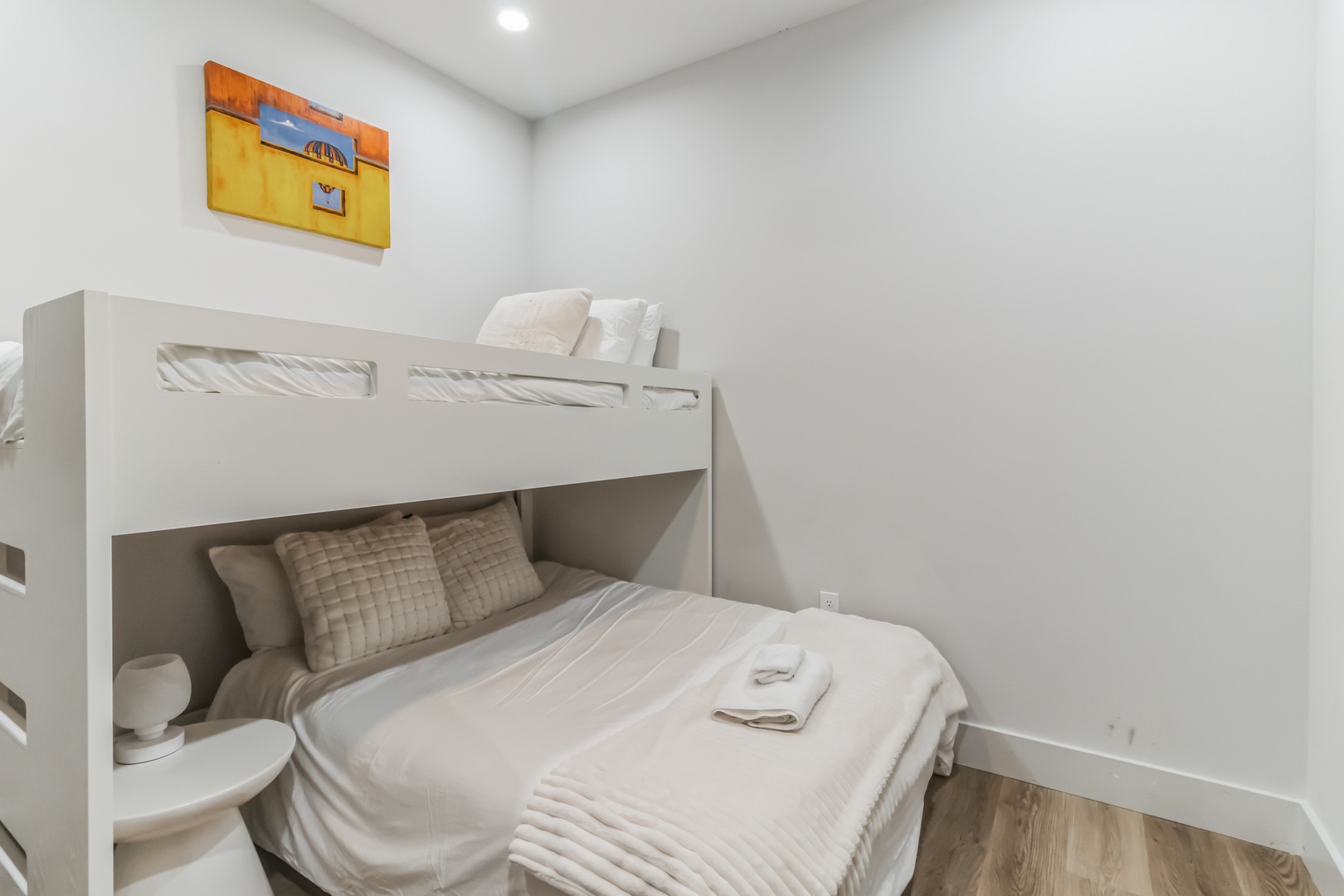 The second bedroom’s twin-over-full bunks are ideal for an afternoon snooze