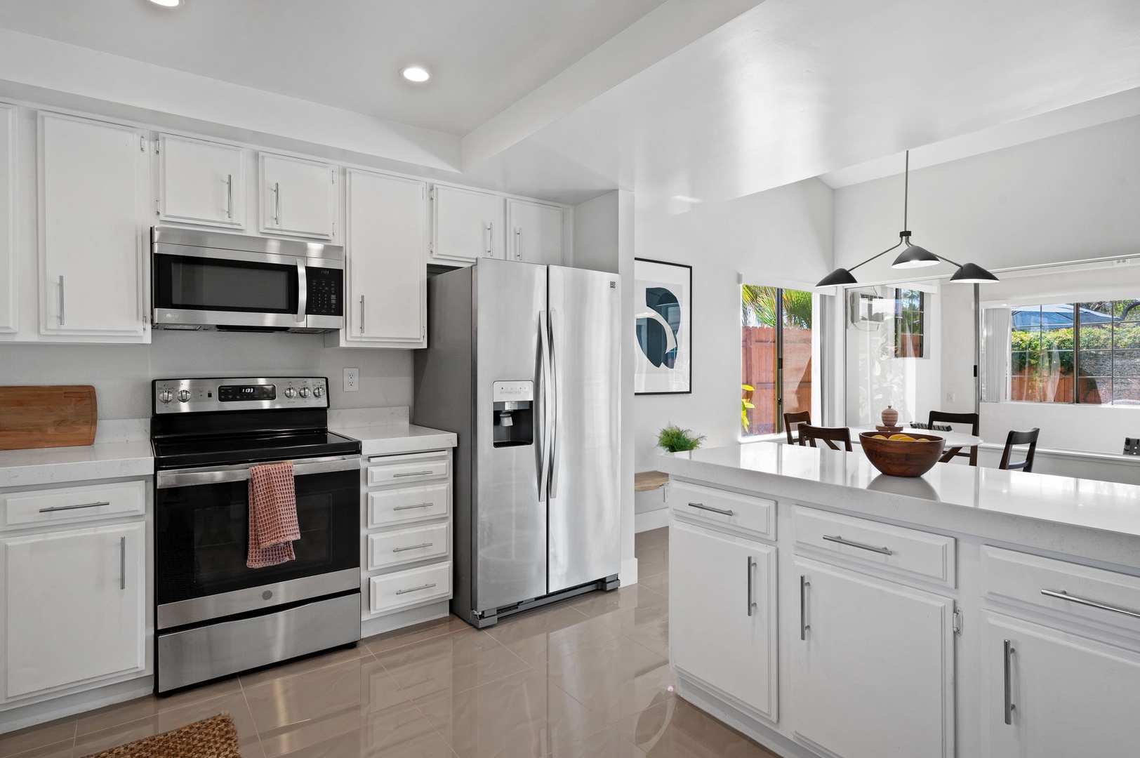 Enjoy all the comforts of home & ample storage/counter space in the kitchen