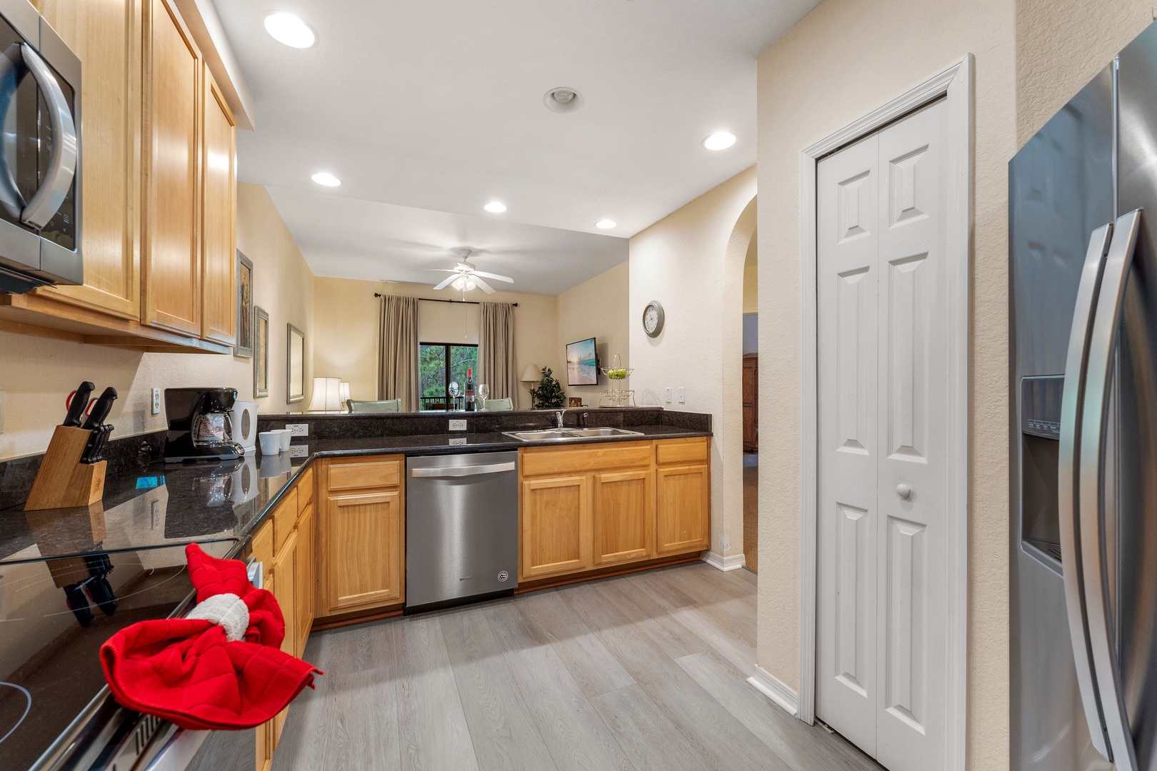 The open, airy kitchen offers ample space & all the comforts of home