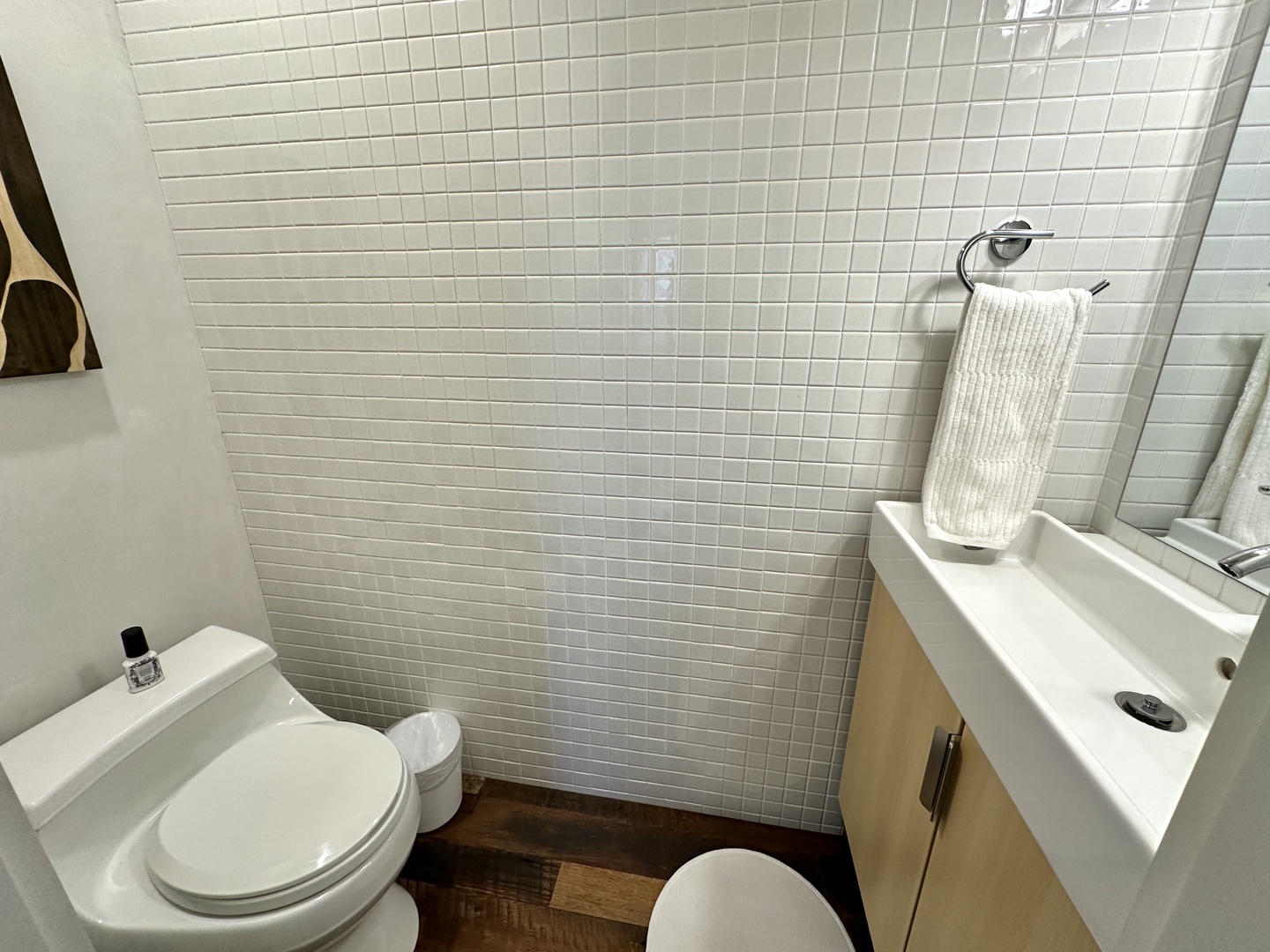 A convenient powder room is tucked away on the 2nd floor