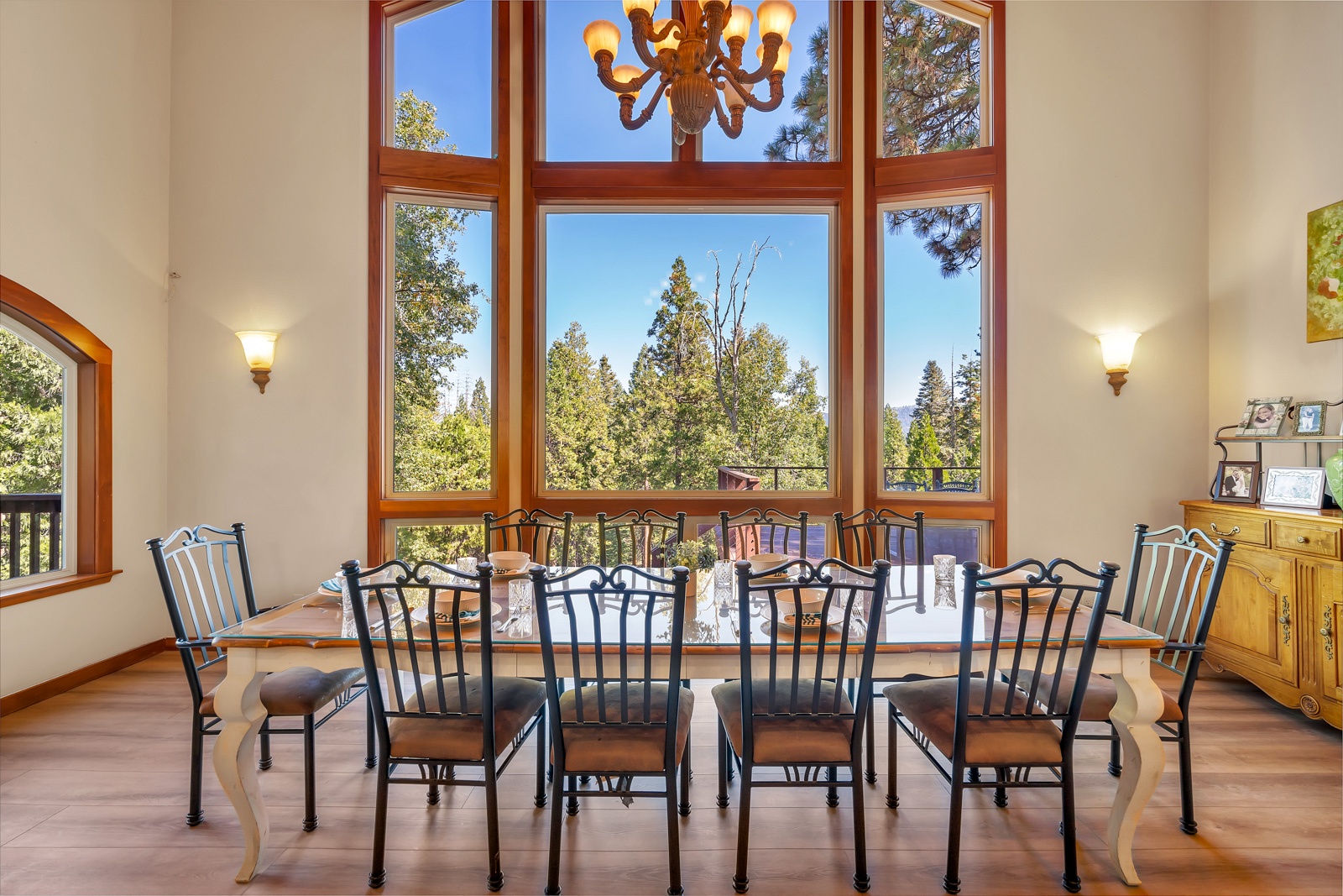Gather for meals together with a view at the dining table, with seating for 10