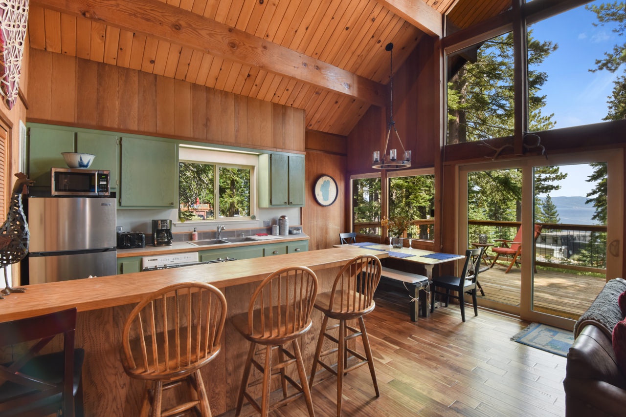 High top seating around the kitchen for 3