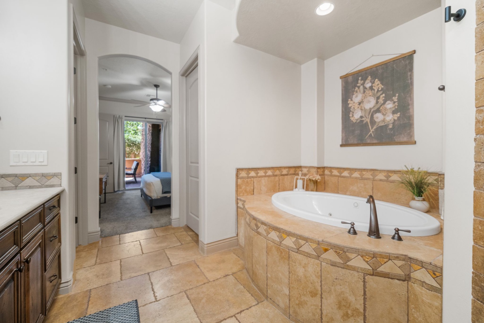 Bathroom #1 with shower and tub attached to bedroom #1