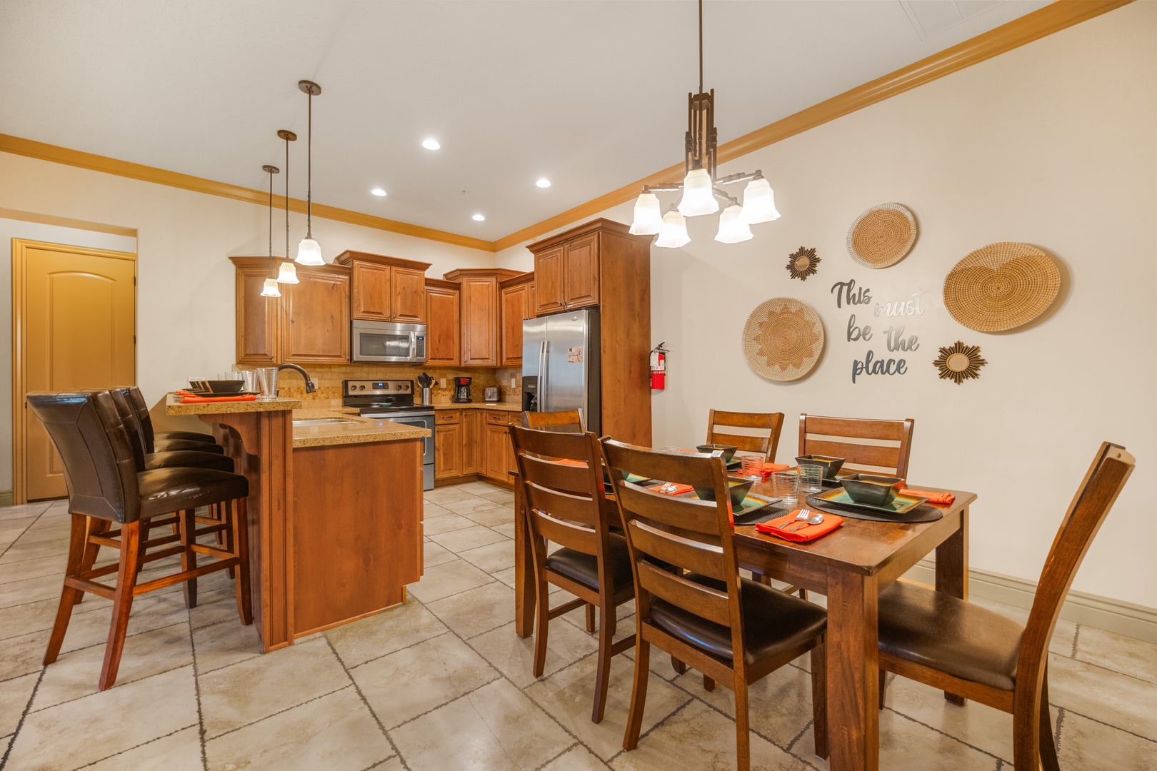 The open, airy kitchen offers ample space & all the comforts of home