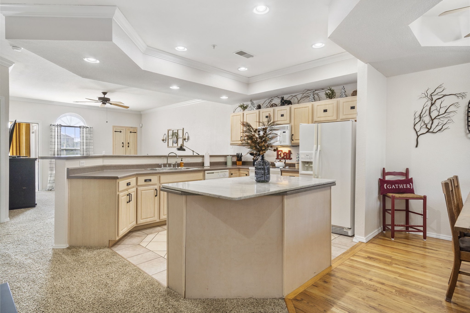 The open, airy kitchen is spacious & offers all the comforts of home
