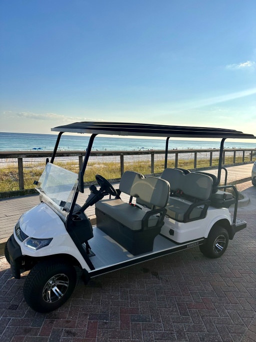 Brand new 6-seater golf cart is included with your stay!