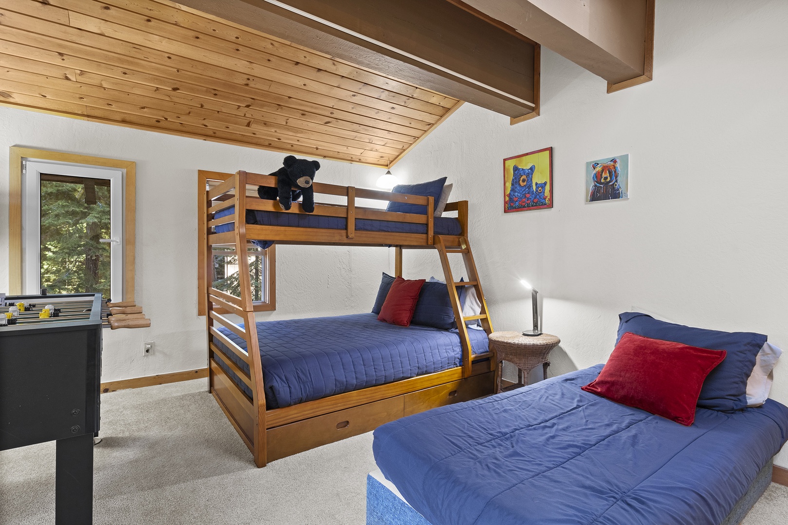 Loft/Game Room: 2 Twin beds, foosball table, Smart TV, board games