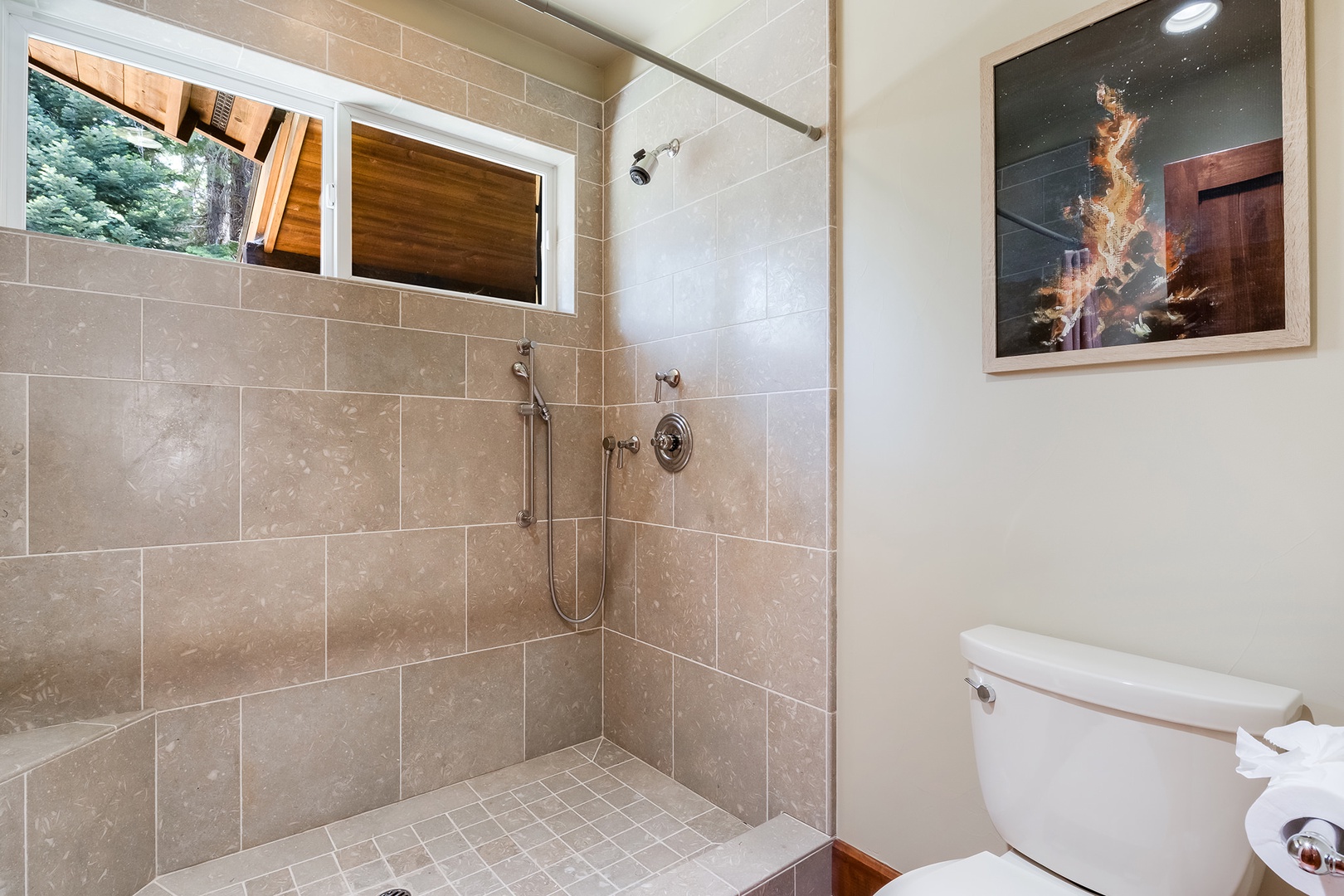 Shared bathroom with stand-up shower