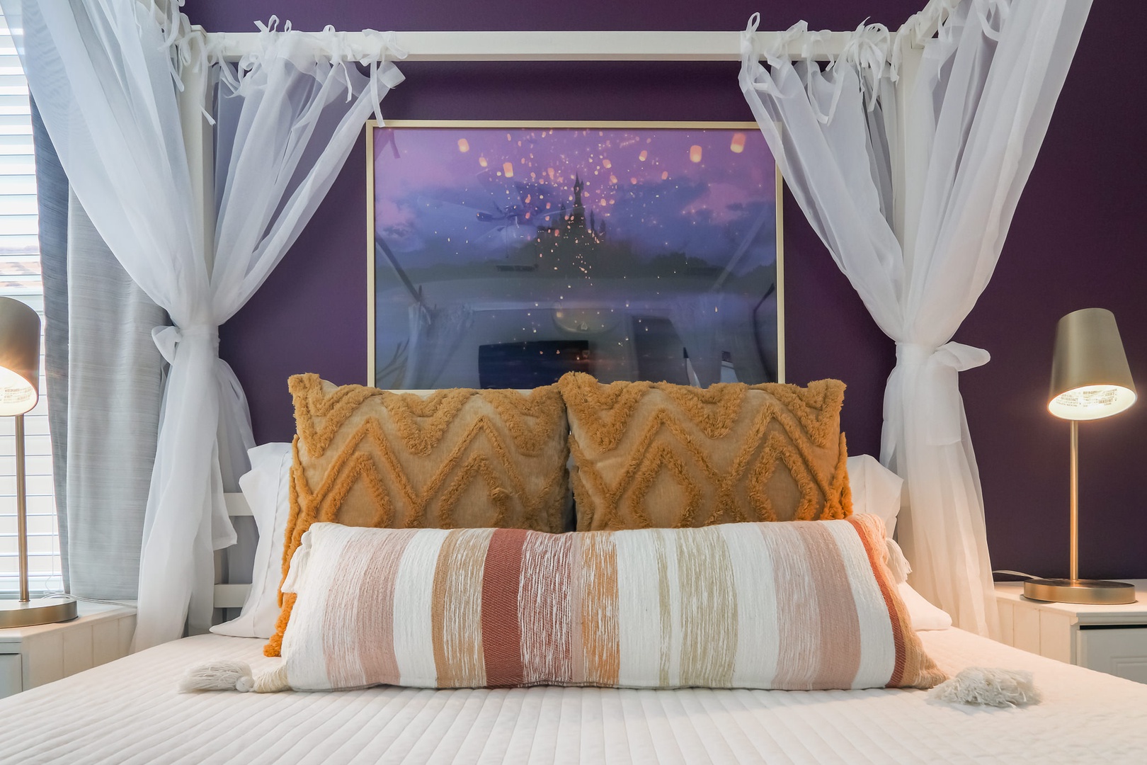 Bedroom 3 Tangled themed with Queen bed, Smart TV, and private en-suite (2nd floor)